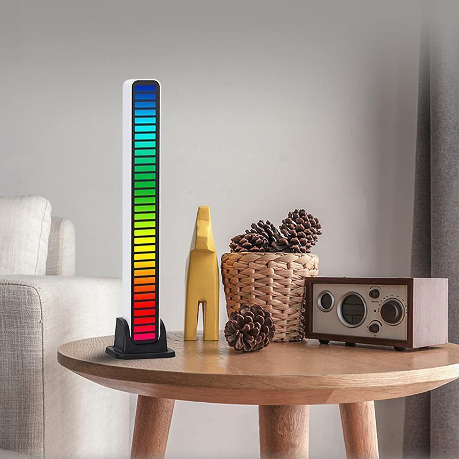 Smart RGB LED Light Bars with Bluetooth App Control, Sound Sync & Music Rhythm Mode - Color Changing Mood Lighting for Car, Room, Desk, Gaming Setup & Party Decor (White) - Perfect for Home Theater, Gaming Battlestation & Holiday Ambiance