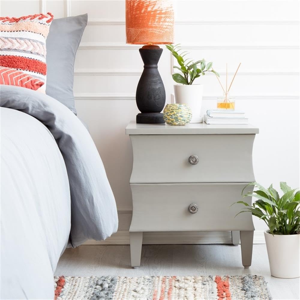 Arlan End Table Nightstand with Drawers - Solid Wood Bedside Table for Living Room or Bedroom - Modern Farmhouse Style Storage Furniture - Grey - Perfect for Small Spaces, Home Decor & Organizing Essentials