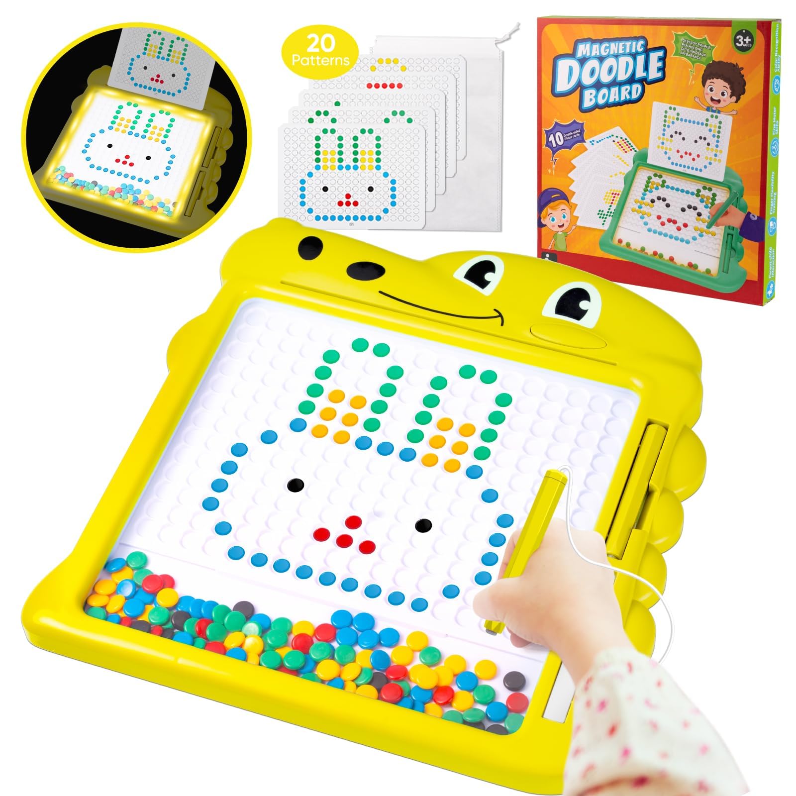 Magnetic Drawing Board for Toddlers - Large Montessori Travel Toy with Sensory Learning & Fine Motor Skills Development - Best Christmas Birthday Gift for Kids Ages 3 4 5 Years Old - Perfect for Road Trips, Airplane Travel & Quiet Playtime at Home