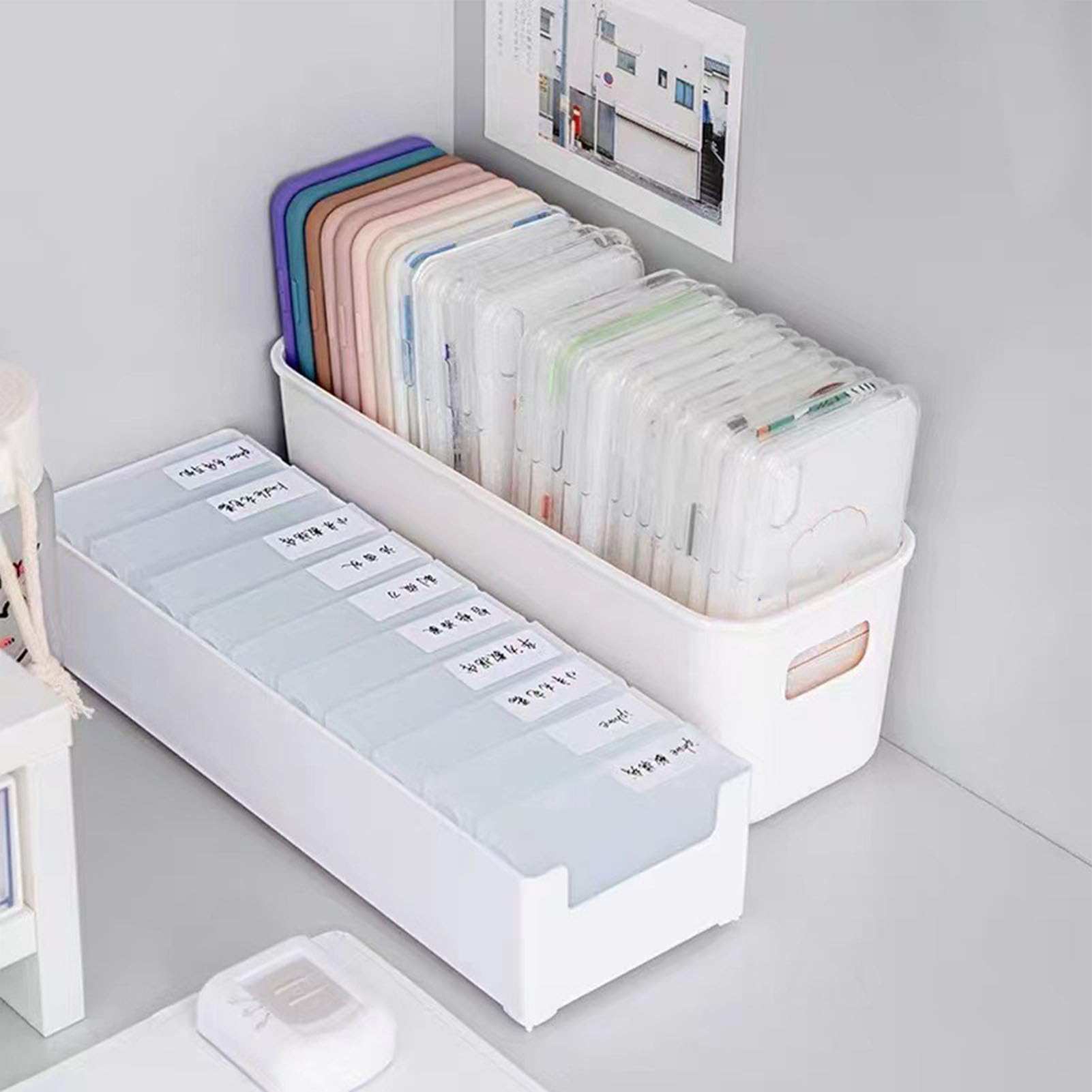 Phone Cases Storage Box & Organizer for Masks, Cosmetics - Portable Japanese Style Desk Tray for Dresser, Vanity, Bathroom & Kitchen - Perfect for Home, Office & Travel Organization