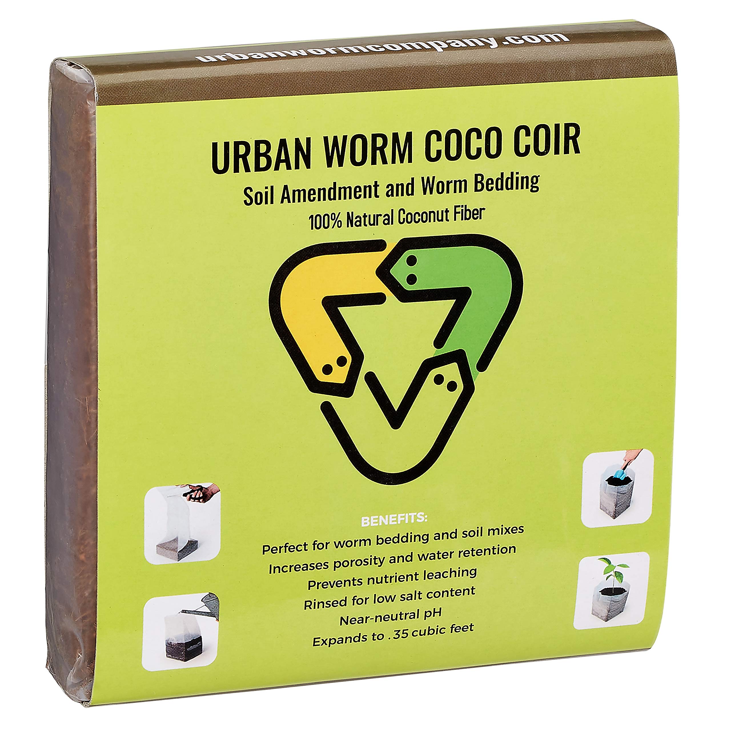 Premium Urban Worm Coco Coir - Organic Soil Amendment & Worm Bedding (24 Pack) - Ideal for Vermicomposting, Gardening, and Hydroponics