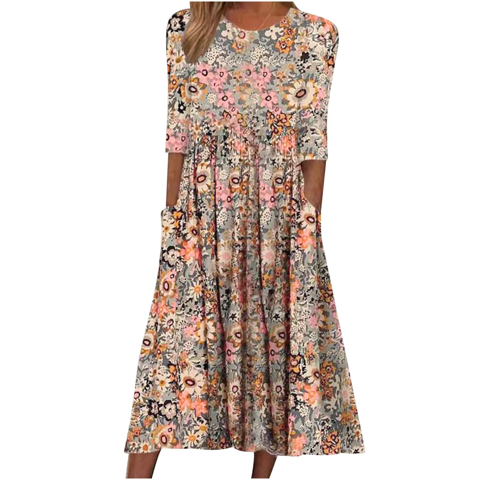 2025 Trendy Women's Summer Dresses - Casual Plus Size Floral Boho Shirt Dress with Pockets | Flowy Spring & Summer Outfit for Beach, Vacation & Daily Wear