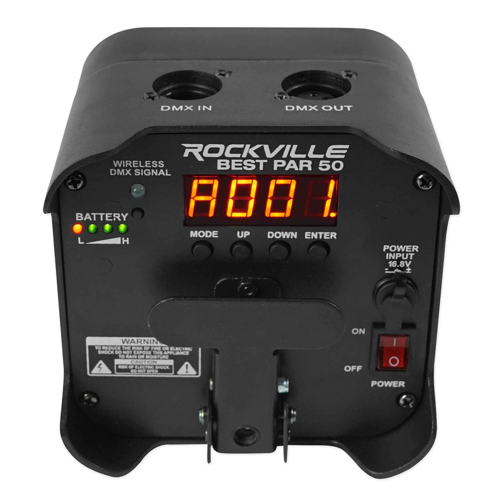 Rockville PAR 50 Rechargeable LED Wash Lights - Wireless DMX, RGBWA+UV, Includes Carrying Bag - Perfect for Stage Lighting, DJ Shows, and Live Events