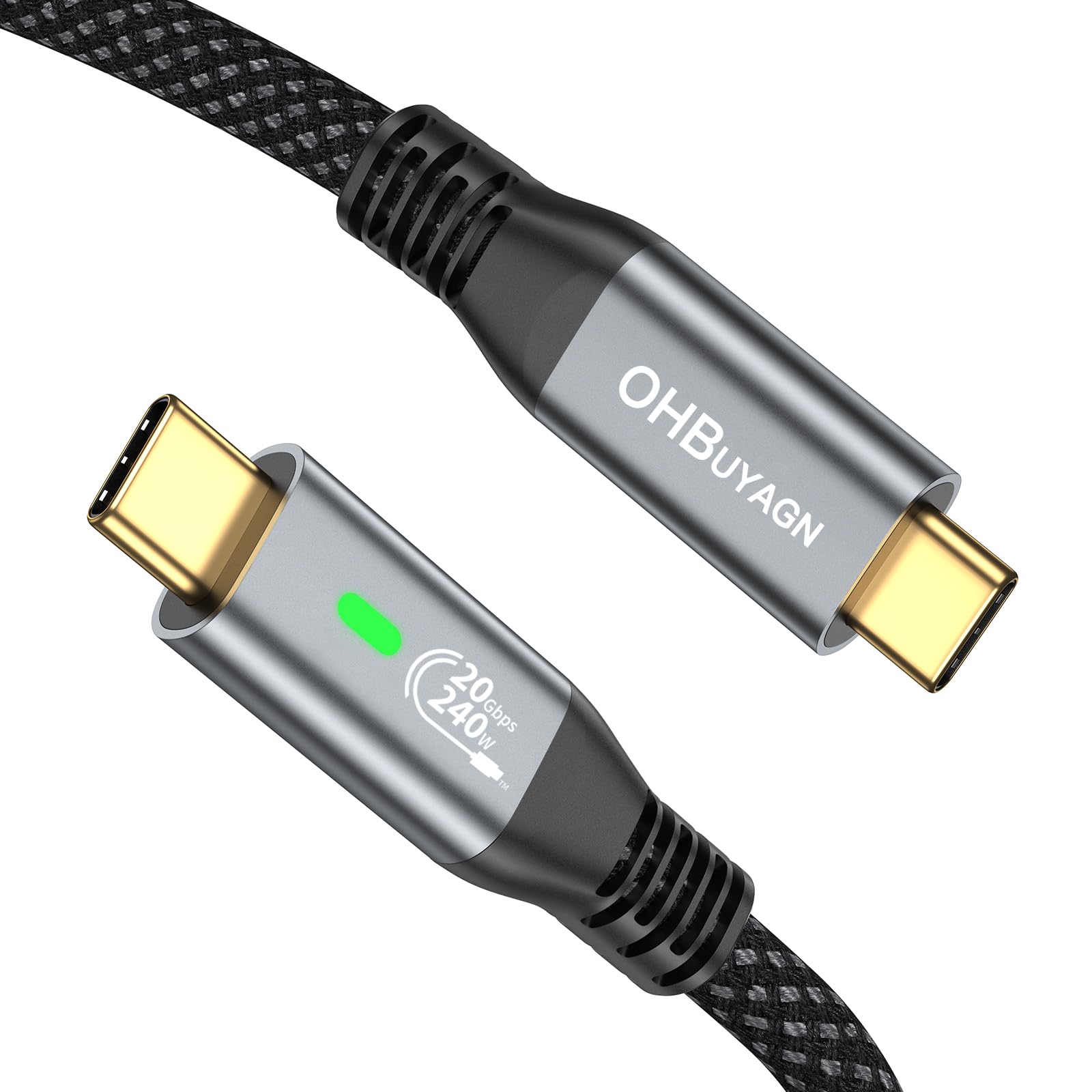 OHBUYAGN 240W USB-IF Certified USB C to USB C Fast Charger Cable 0.3M - 20Gbps High-Speed Data Transfer, LED Display, Thunderbolt 3 Compatible - Perfect for MacBook Pro/Air, Samsung Galaxy S23, iPad Pro & Fast Charging Needs at Home, Office or Travel