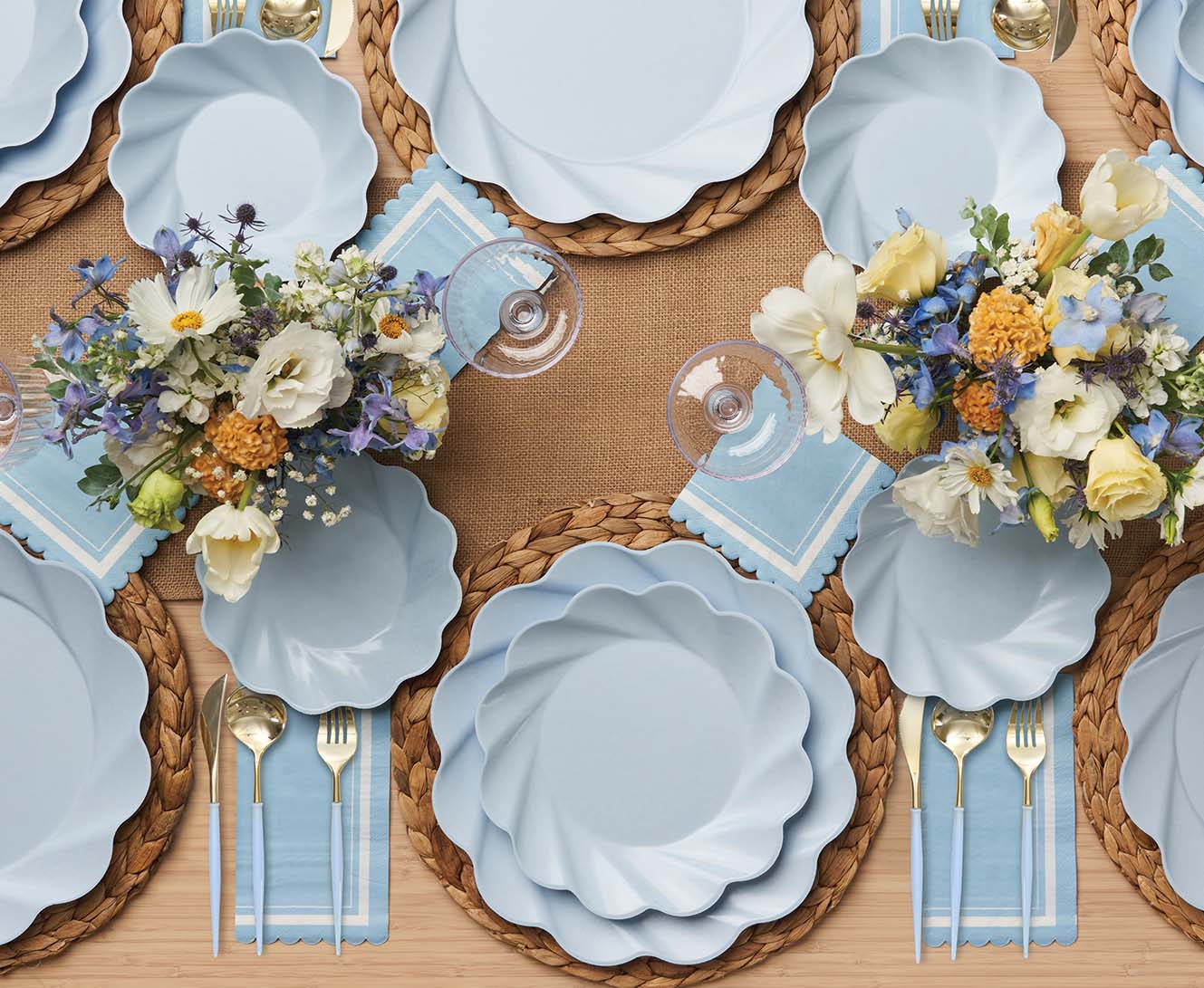 Premium Bella Cutlery Set - 24-Piece Gold & Sky Blue Handle Stainless Steel Flatware for Dinner Parties, Weddings & Elegant Dining