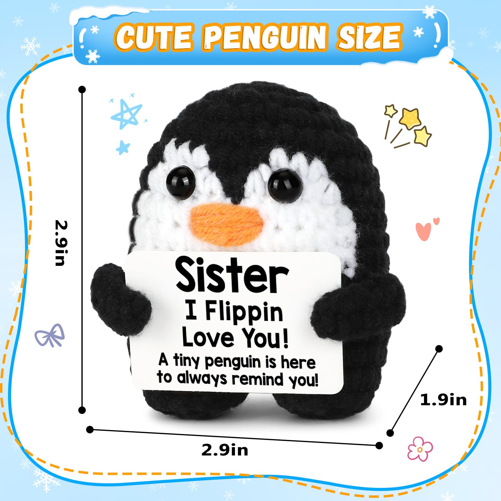 Handmade Crochet Penguin Plush Toy - Unique Birthday Gift for Sister, Funny & Cute Present for Easter, Mothers Day, Christmas - Perfect for Home Decor & Emotional 