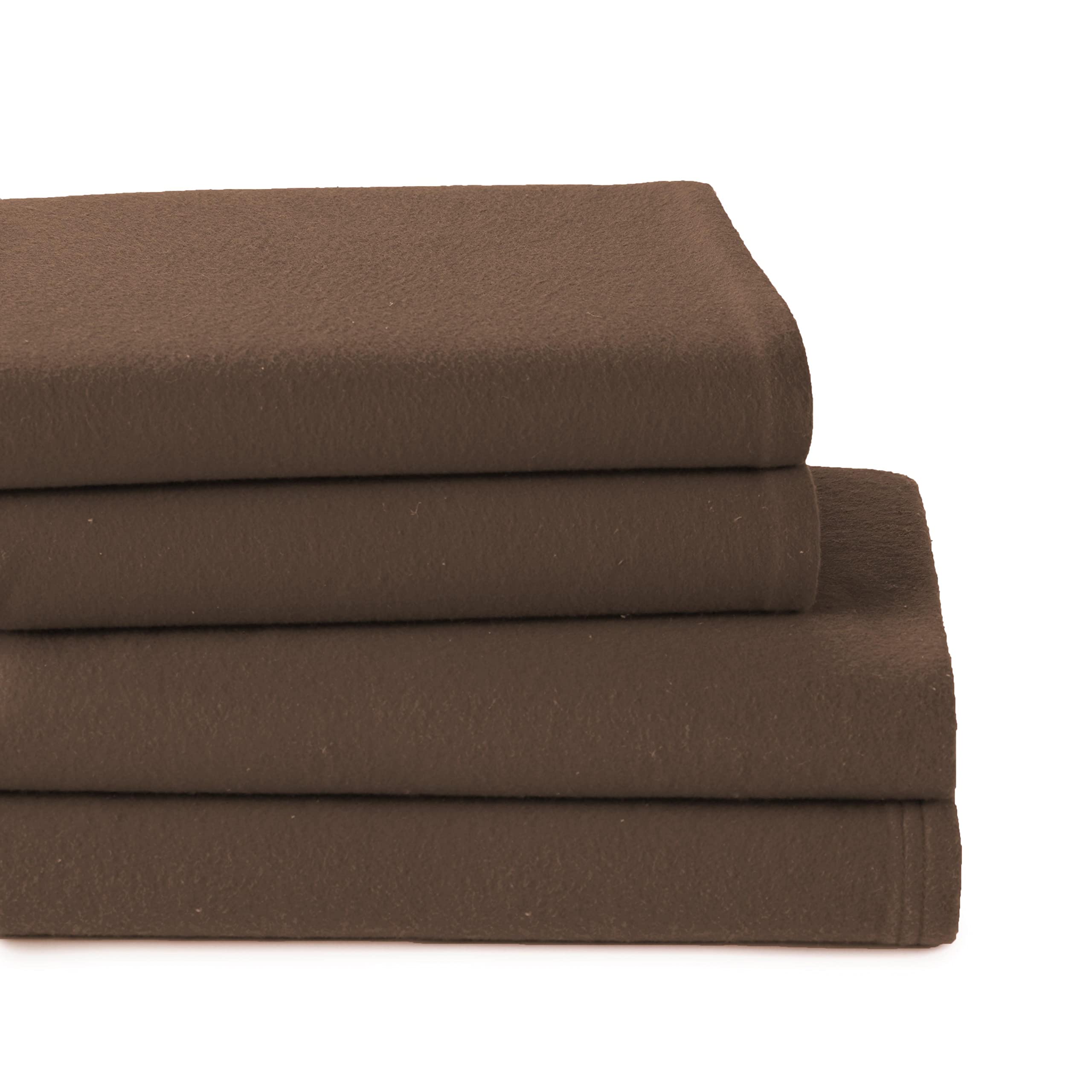 Premium Brown Flannel Bed Sheet Set with Pillowcases - Soft & Cozy 4-Piece Bedding for Winter - Perfect for Master Bedroom, Guest Room & Dorm Comfort