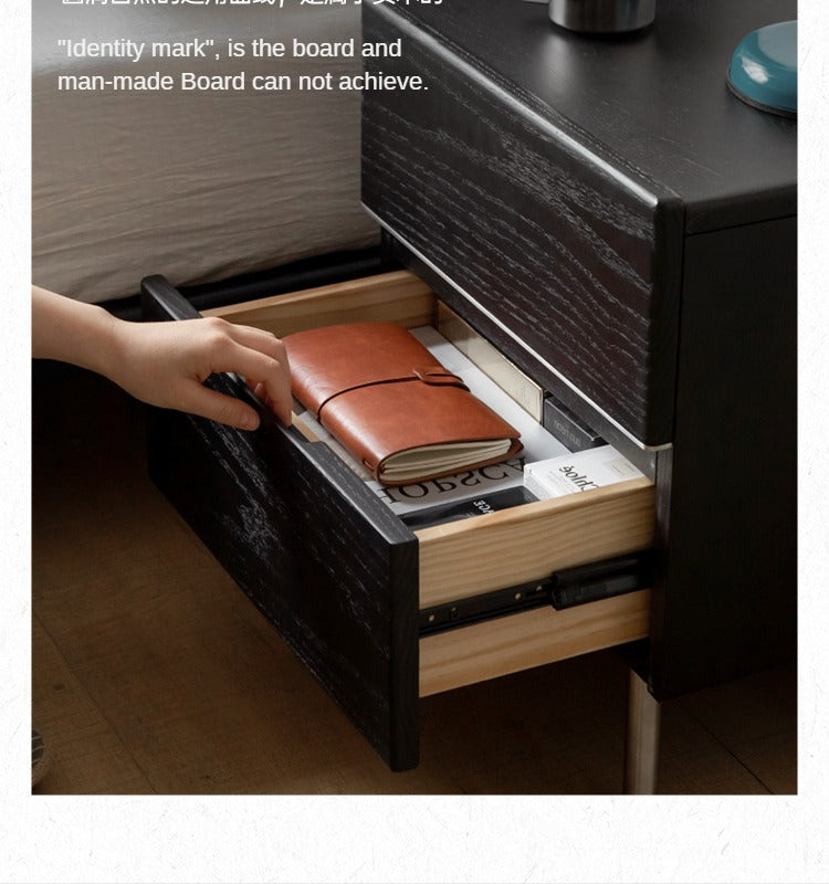 Solid Oak Wood Nightstand - Light Luxury Style Bedside Table for Bedroom, Living Room, or Office