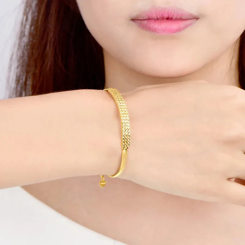 24K Pure Gold Bracelet for Women - 999 Solid Real Gold Bangle, Elegant & Romantic Classic Jewelry Gift for Anniversary, Valentine's Day, Birthday | Trendy & Timeless Design 2023