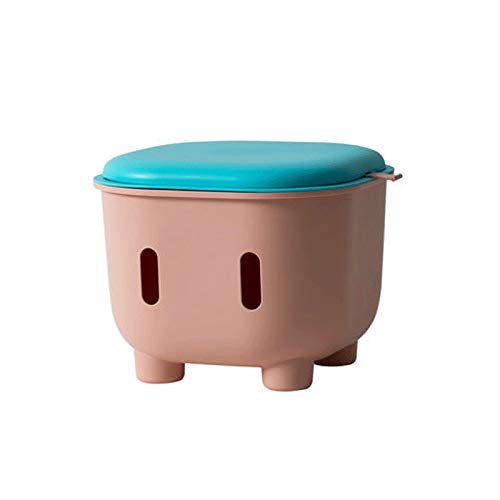 GANFANREN Kids Storage Stool with Seat - Multifunctional Plastic Toy Organizer Box, Cartoon Design for Baby Room & Playroom - Perfect for Toy Storage, Seating & Nursery Organization (Color: C)