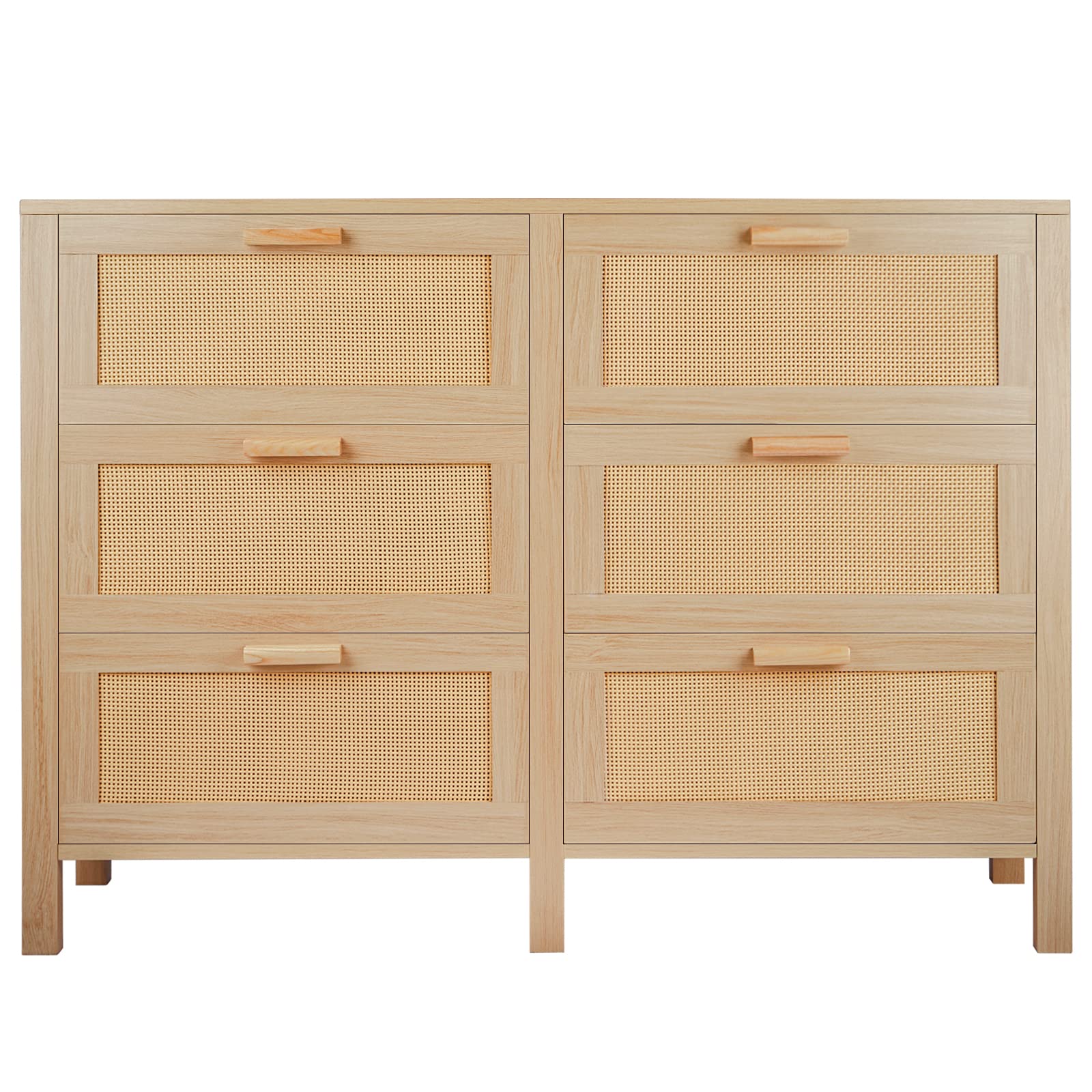 Graficial Rattan 6-Drawer Dresser | Hamilton Rattan Chest of Drawers for Bedroom Storage | Natural Woven Storage Table for Closet Organization | Perfect for Master Bedroom, Guest Room & Dorm Decor