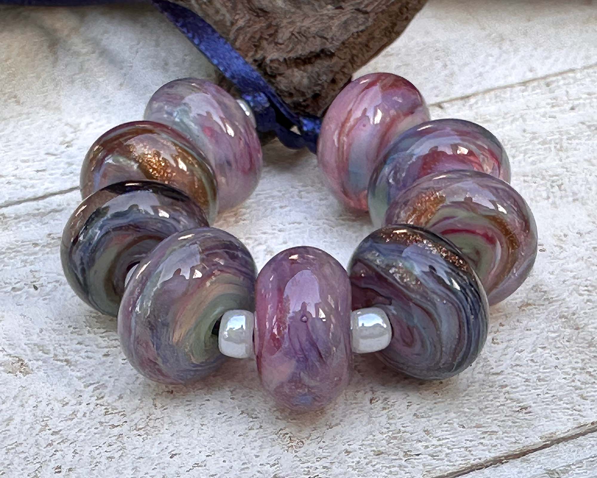 9pcs Garden Party Swirls Lampwork Glass Beads Set for Jewelry Making - DIY Bracelet, Necklace & Craft Projects - Perfect for Beaders, Artists & Gift Giving