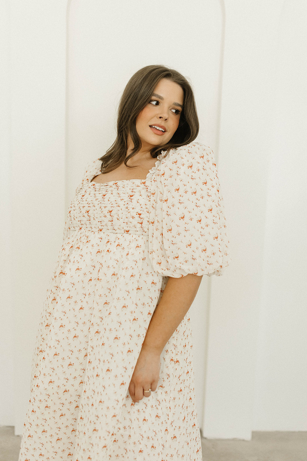 Melody Maxi Dress with Pleats & Bow Detail - Ivory Floral Print, Bump Friendly Maternity Dress, Inclusive Sizing S-3XL | Perfect for Weddings, Baby Showers & Summer Parties