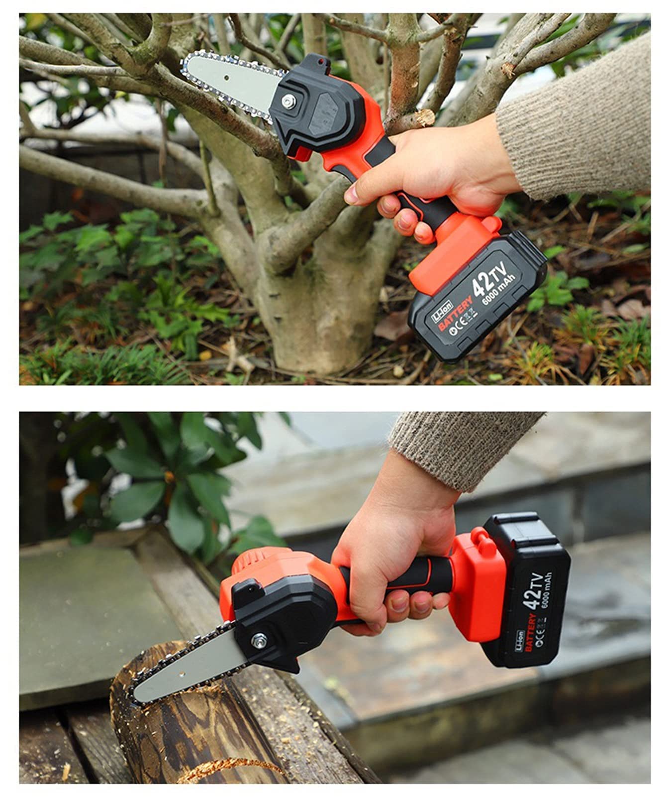 **Cordless Mini Chainsaw 4-Inch with 2 Batteries & Chains - Portable Electric Handheld Chainsaw for Gardening, Tree Branch Cutting, Wood Pruning, Orchard Work - Ideal for Men & DIY Enthusiasts (Perfect for Yard Maintenance, Firewood Prep, and Landscaping Projects)**