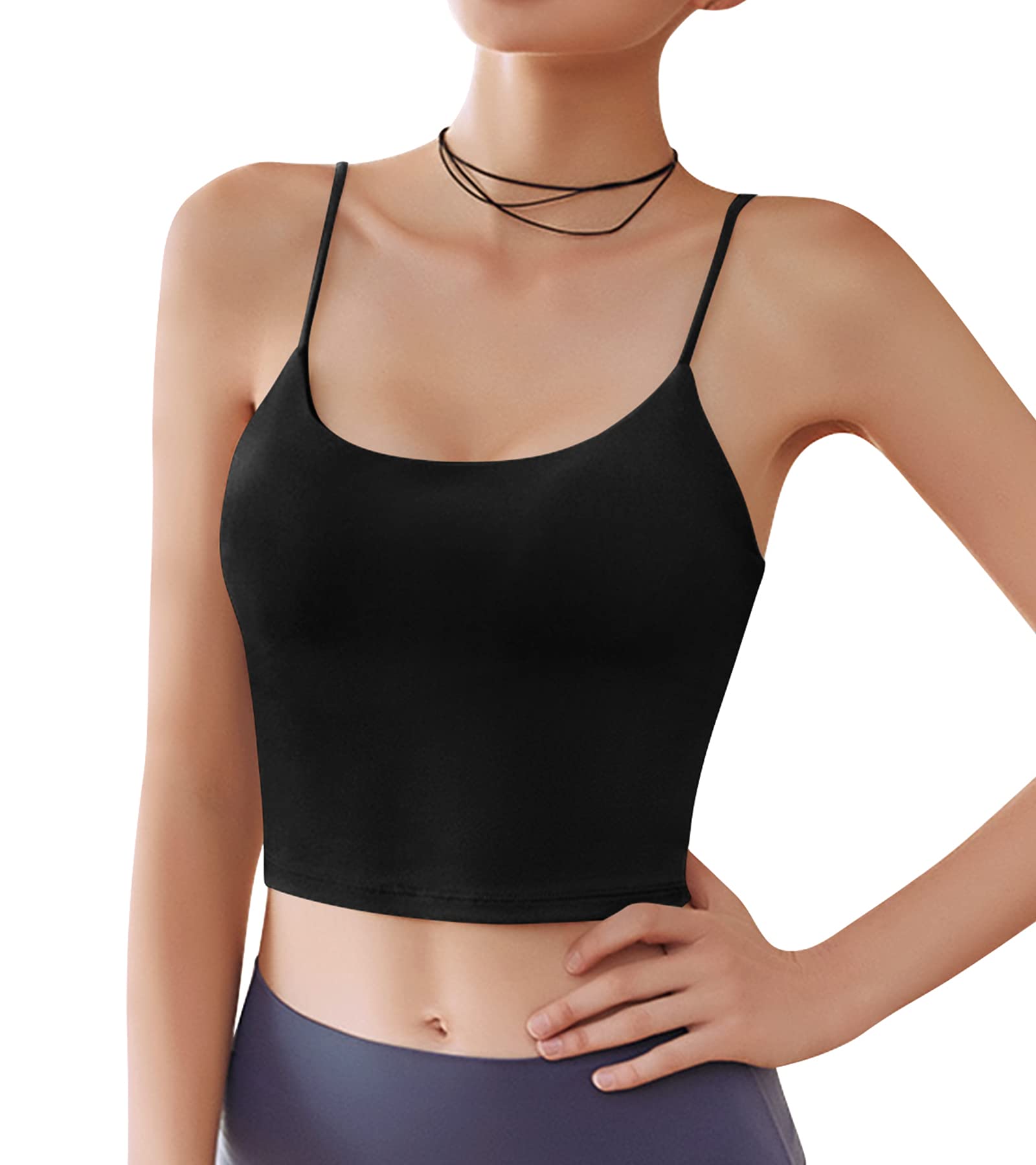 Wirefree Longline Sports Bra for Women - Padded Cami Crop Top Yoga Bras, Running Workout Tank Tops | Perfect for Gym, Yoga, Pilates & High-Intensity Training
