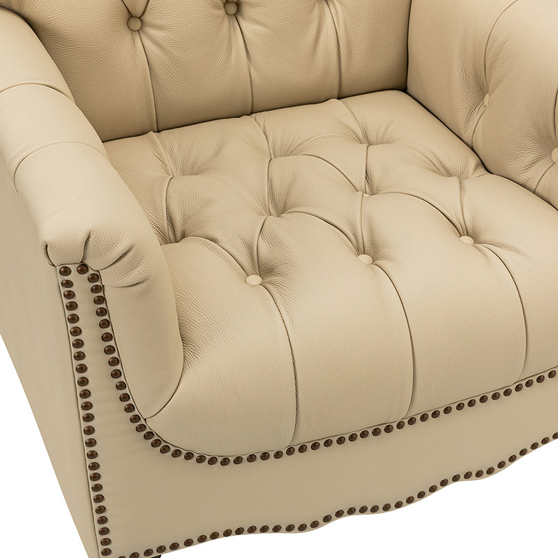 Premium Genuine Leather Armchair - Handcrafted Modern Lounge Chair for Living Room, Office & Study - Brown Leather Recliner with Solid Wood Frame - Perfect for Home Decor & Relaxation
