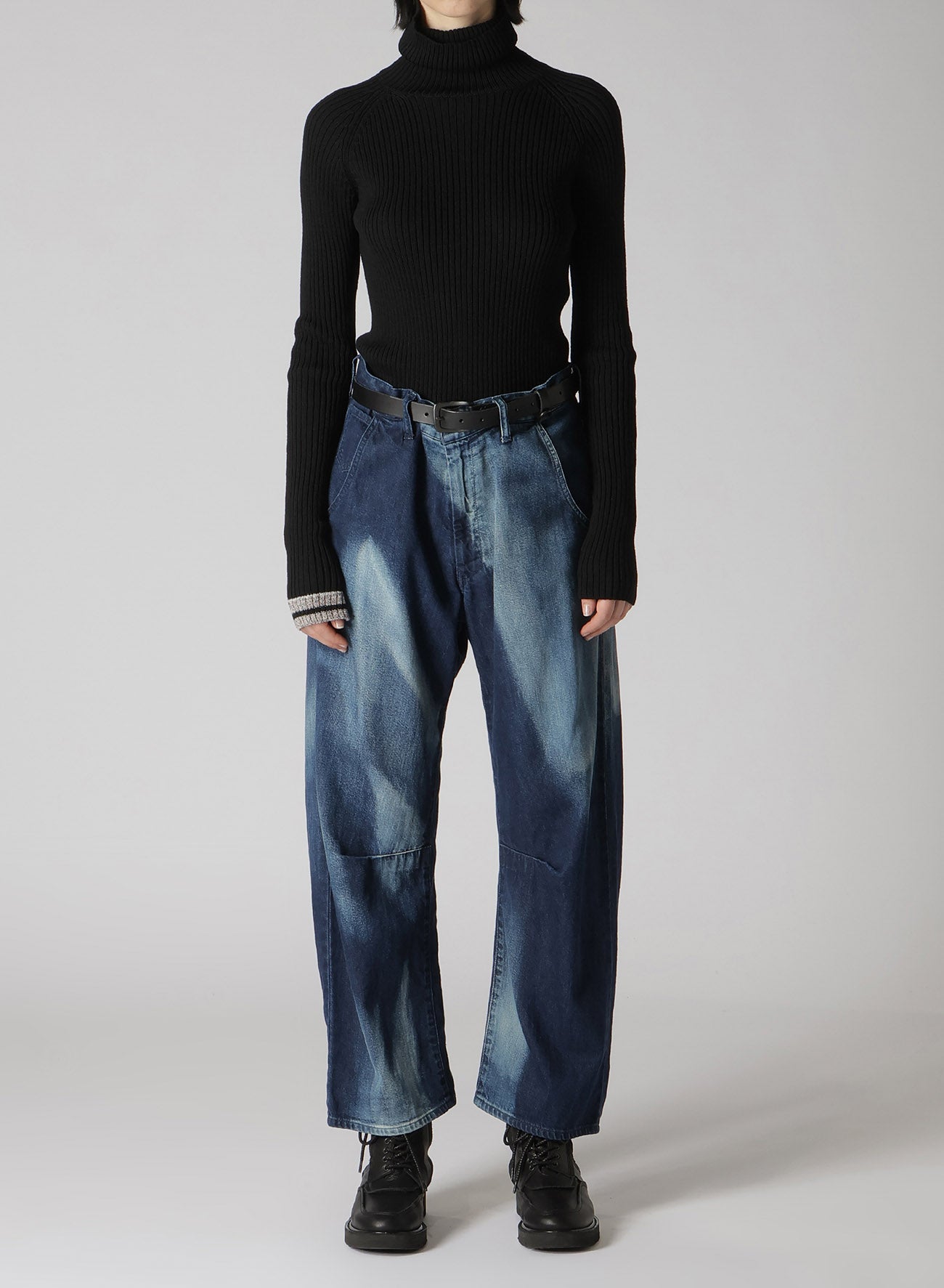 Spotted Denim Gusset Wide Leg Pants for Women - Comfortable Stretch High Waist Trousers for Casual Outfits, Workwear & Street Style Fashion