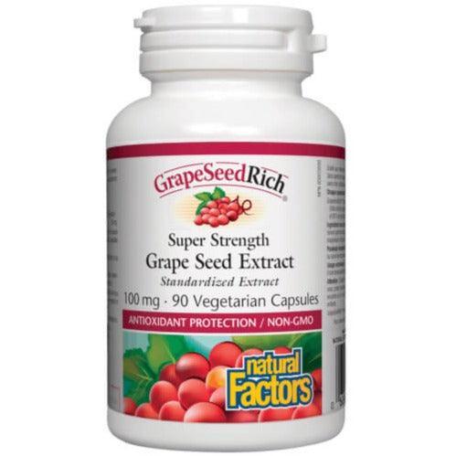 Natural Factors GrapeSeedRich 100mg Grape Seed Extract - 90 Vegetarian Capsules for Antioxidant Support & Heart Health | Perfect for Daily Wellness & Immune Boosting