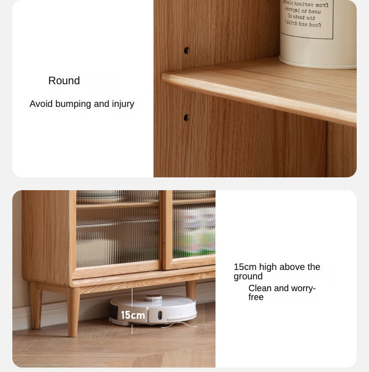 Premium Solid Wood Sideboard with Sliding Doors - Oak, Ash, Black Walnut & Cherry Options - Perfect for Dining Room Storage & Living Room Organization