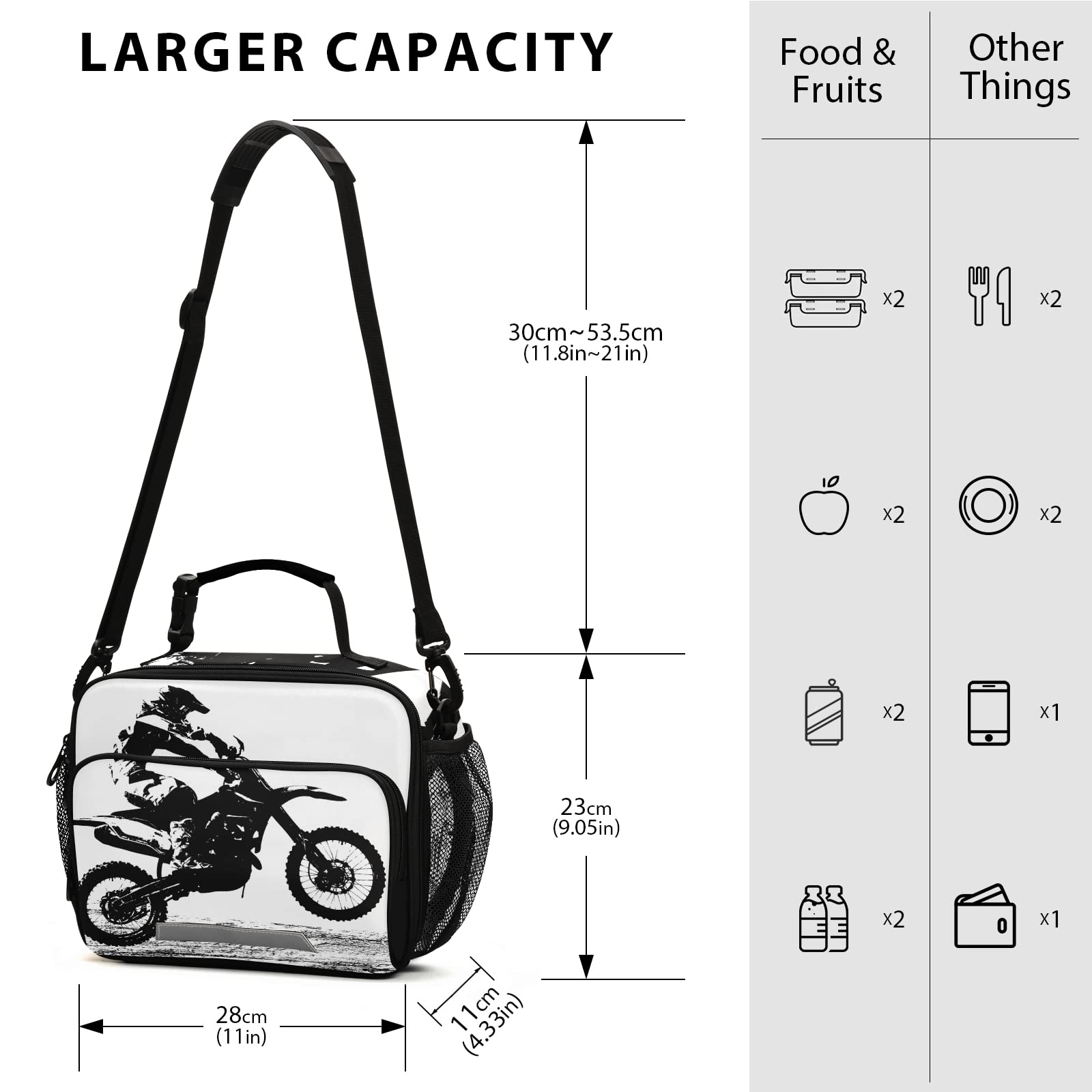 Vintage Motorcycle Lunch Box - Insulated Cooler Bag for Kids & Adults - Motocross & School Use