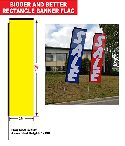 Premium Rectangle Feather Banner Flag with Pole Kit & Ground Spike - Ideal for Car Wash, Auto Detailing & Hand Wash Businesses - Vibrant Blue - Perfect for Advertising, Grand Openings & Outdoor Events