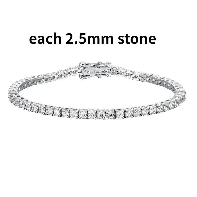 6.5mm Genuine Moissanite Tennis Bracelet for Women - 925 Sterling Silver Platinum Plated Wedding Jewelry - Perfect Christmas Gift, Anniversary Present & Special Occasion Accessory