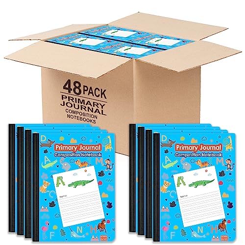 Composition Notebooks for Kids - Primary Journal with Letters & Animal Print, 100 Sheets/200 Pages, 9.75
