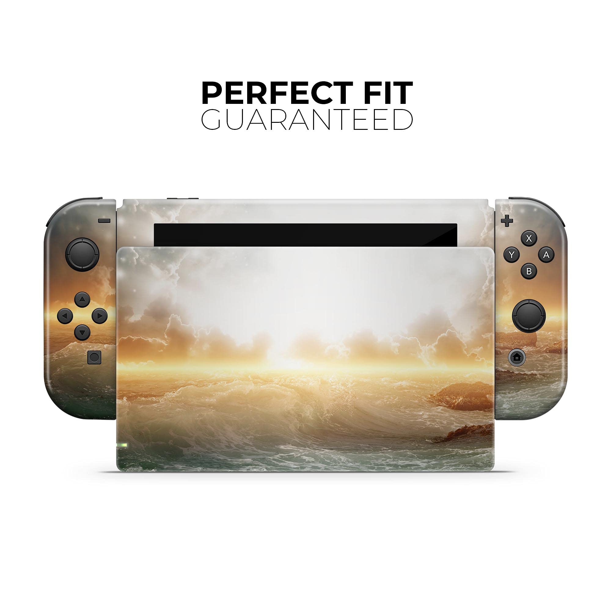 Nintendo Switch Skin Decal - Majestic Sky on Crashing Waves Vinyl Wrap Cover - Scratch-Resistant, Removable Protective Cover for Switch Console & Joy-Con - Perfect for Gaming, Travel & Home Entertainment