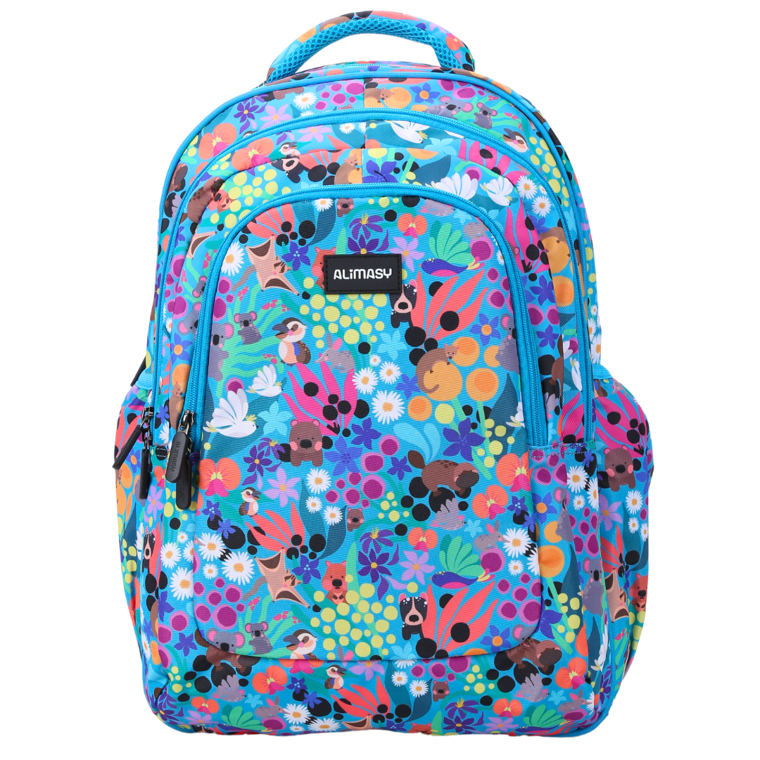Australian Animals Themed Large School Backpack for Kids - Kangaroo Koala Print Durable Bookbag for Elementary Middle School Students - Perfect for Daily Use, Travel & Outdoor Adventures