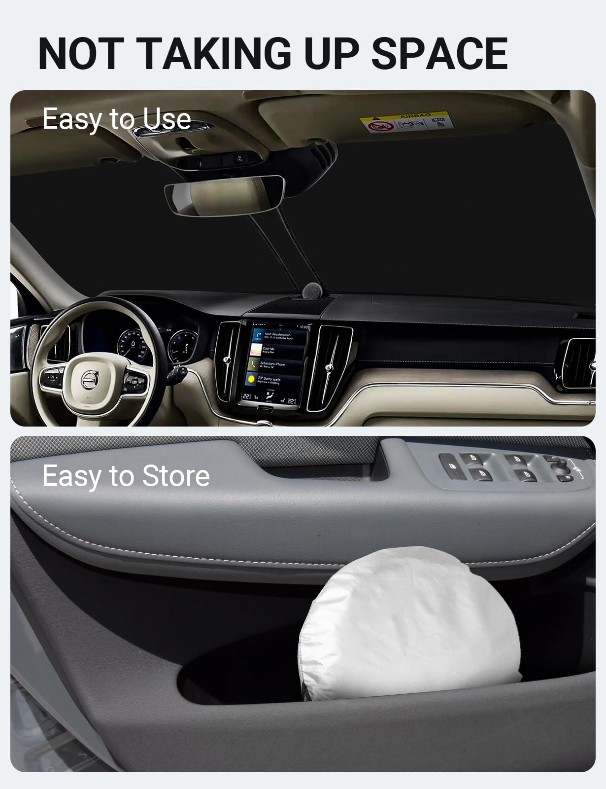 2025 Upgrade Proadsy Custom Fit Front Windshield Sun Shade for Volvo XC60 SUV (2018-2025) - Foldable Sunshade Protector & UV Blocker for Car Interior Protection | Perfect for Summer Parking & Road Trips