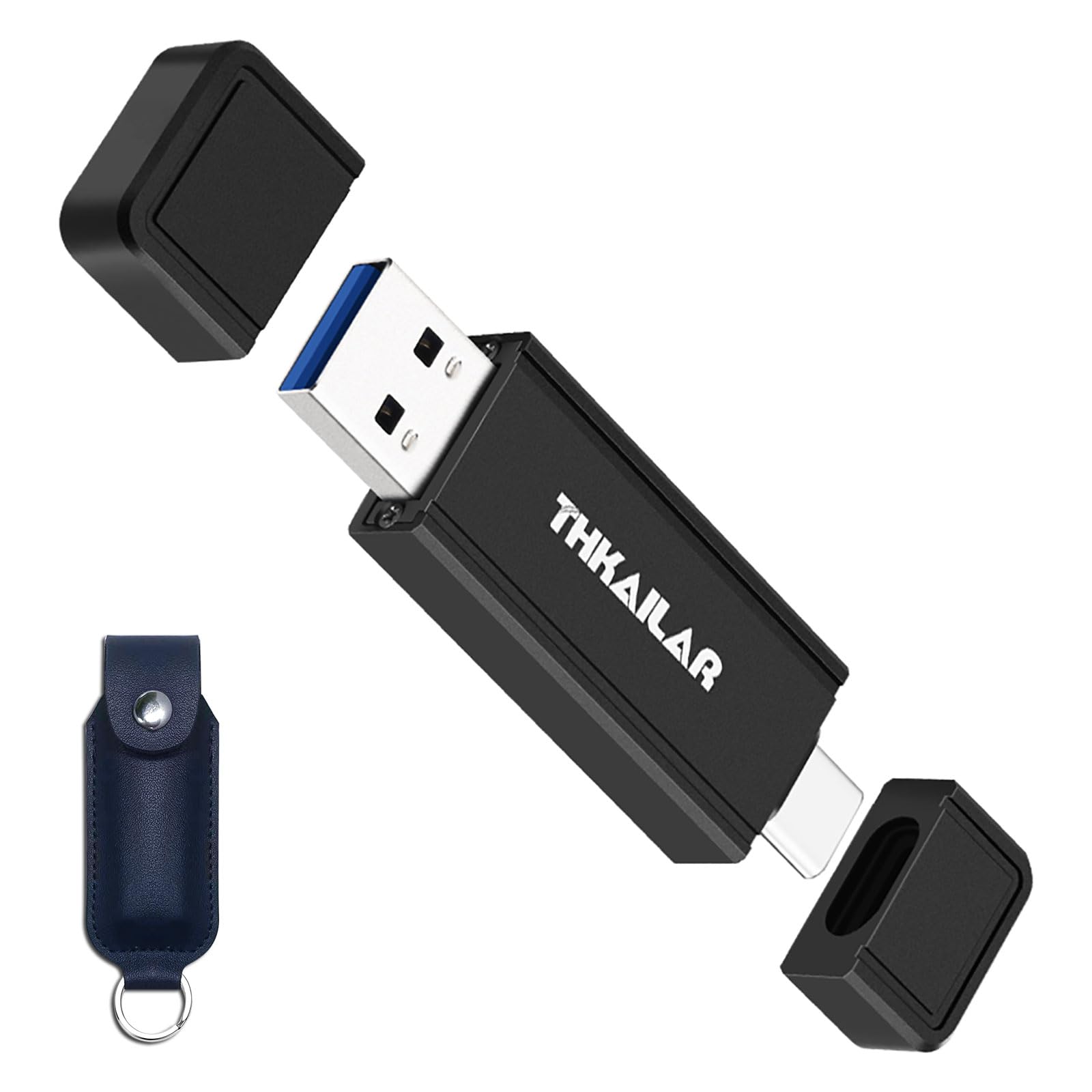 Thkailar 1TB Portable SSD - USB 3.2 Gen 2 External Solid State Drive with 1000MB/s Read Speed, Type C & Type A Ports, Thunderbolt 3 Compatible - Perfect for PS5, PS4, PC, Mac, Android Phones (Great for Gaming, Video Editing & File Storage)