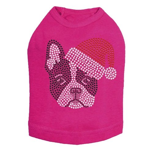 Boston Terrier Christmas Dog Tank Top with Santa Hat - Festive Holiday Pet Apparel for Dogs - Perfect for Christmas Photos & Holiday Parties