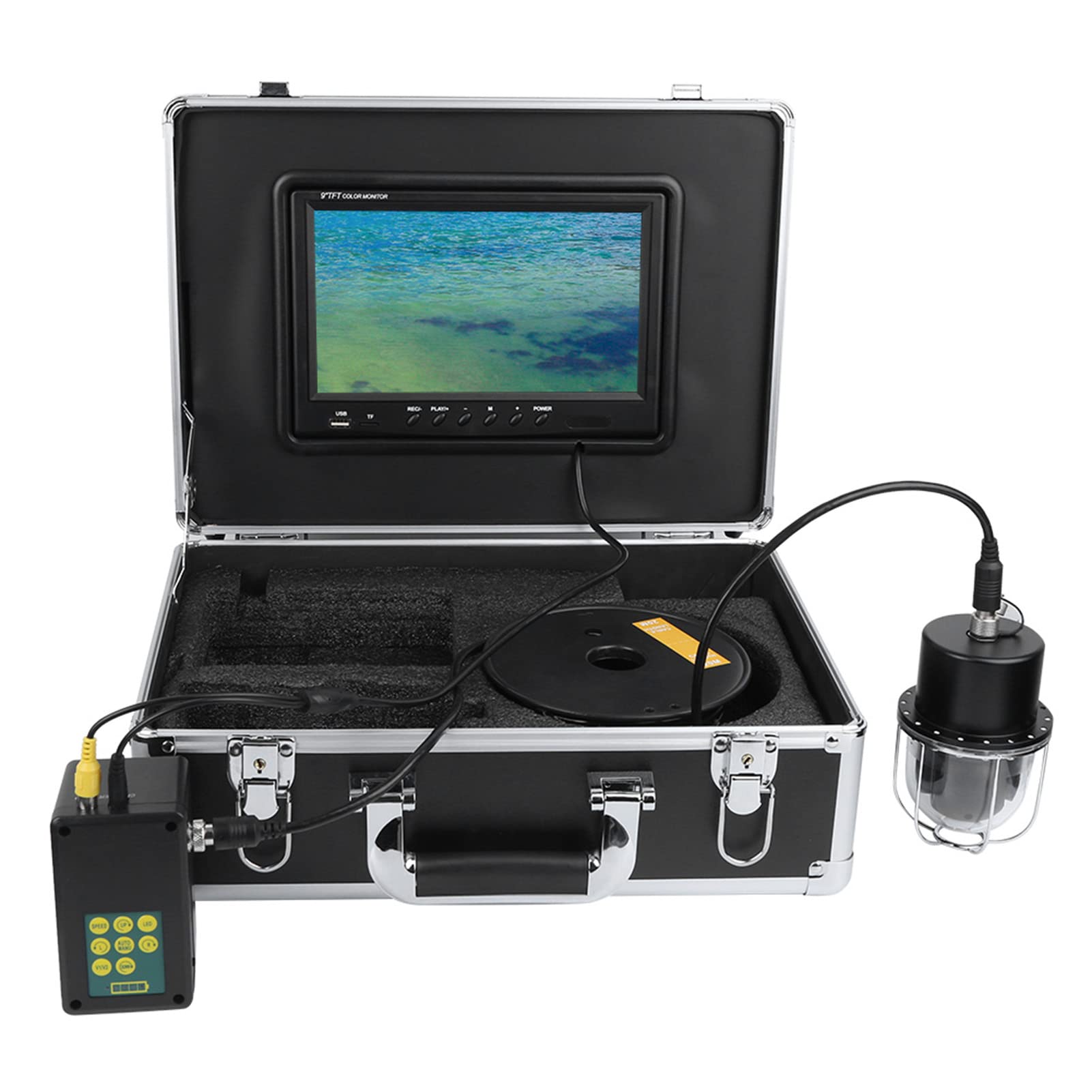 FILFEEL 9 Inch Underwater Fishing Camera with DVR, 12 Infrared LEDs & 50m Cable - HD Fish Finder for Ice, Lake & Boat Fishing - Perfect for Night Fishing, Underwater Exploration & Marine Observation (US Stock)