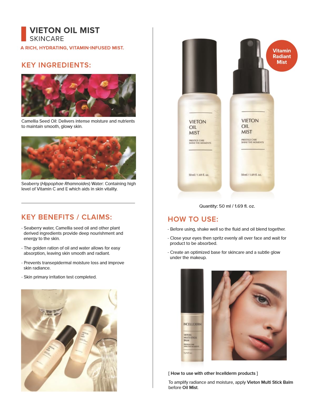 Incellderm Korean Beauty Skin Care Set: 7-Piece Daily Skin Care Routine Kit - Purecell Cleansing Oil, Active Clean-Up Powder, Vieton Oil Mist, Calming Balance Gel, Dermatology Booster EX, Dermatology Serum EX, Active Cream EX for Hydration, Anti-Aging & Glowing Skin | Perfect for Morning & Night Skincare Rituals