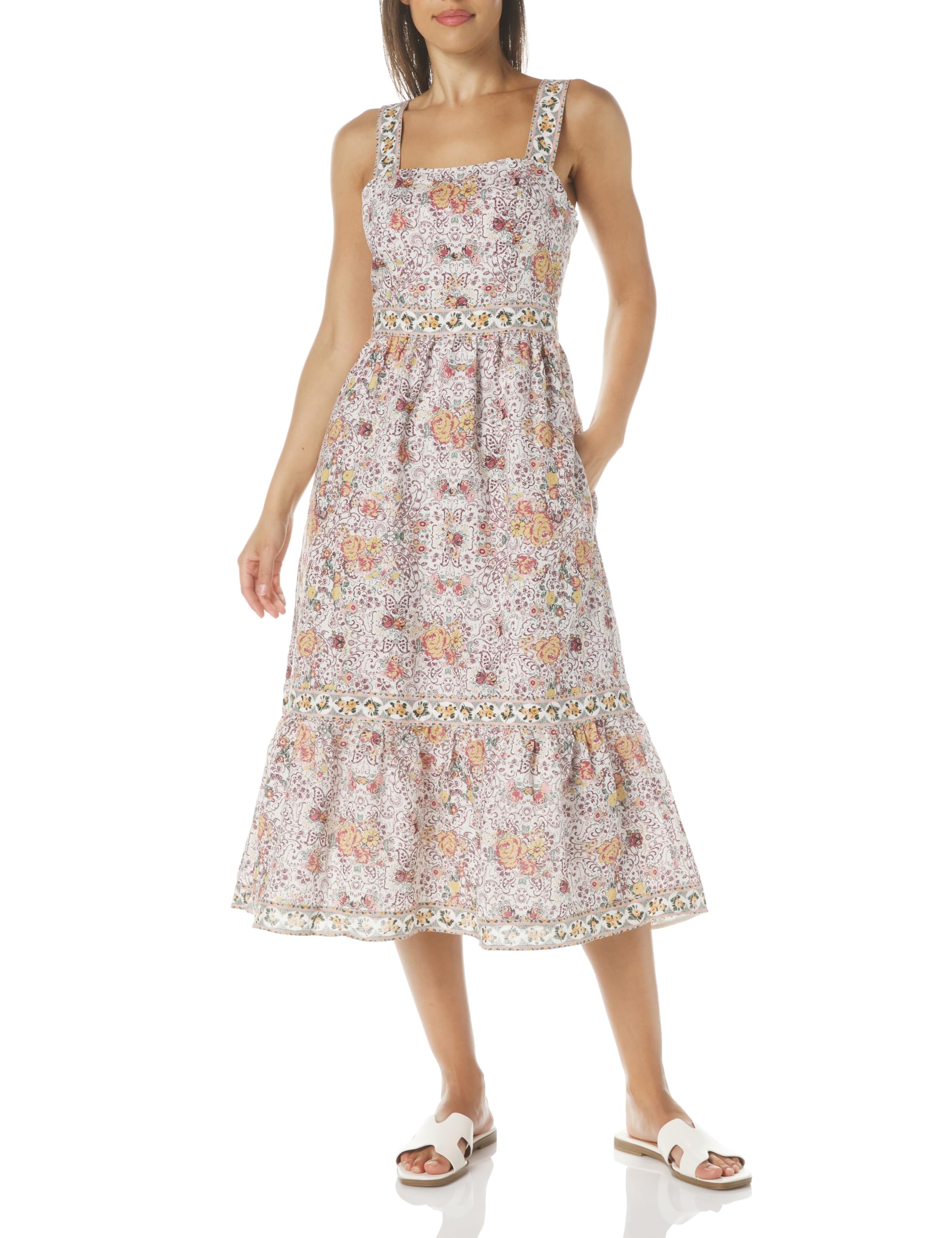 PAIGE Women's Fiori Dress - Flowy Floral Midi Dress for Casual & Summer Wear | Perfect for Brunch, Beach Vacations & Date Nights