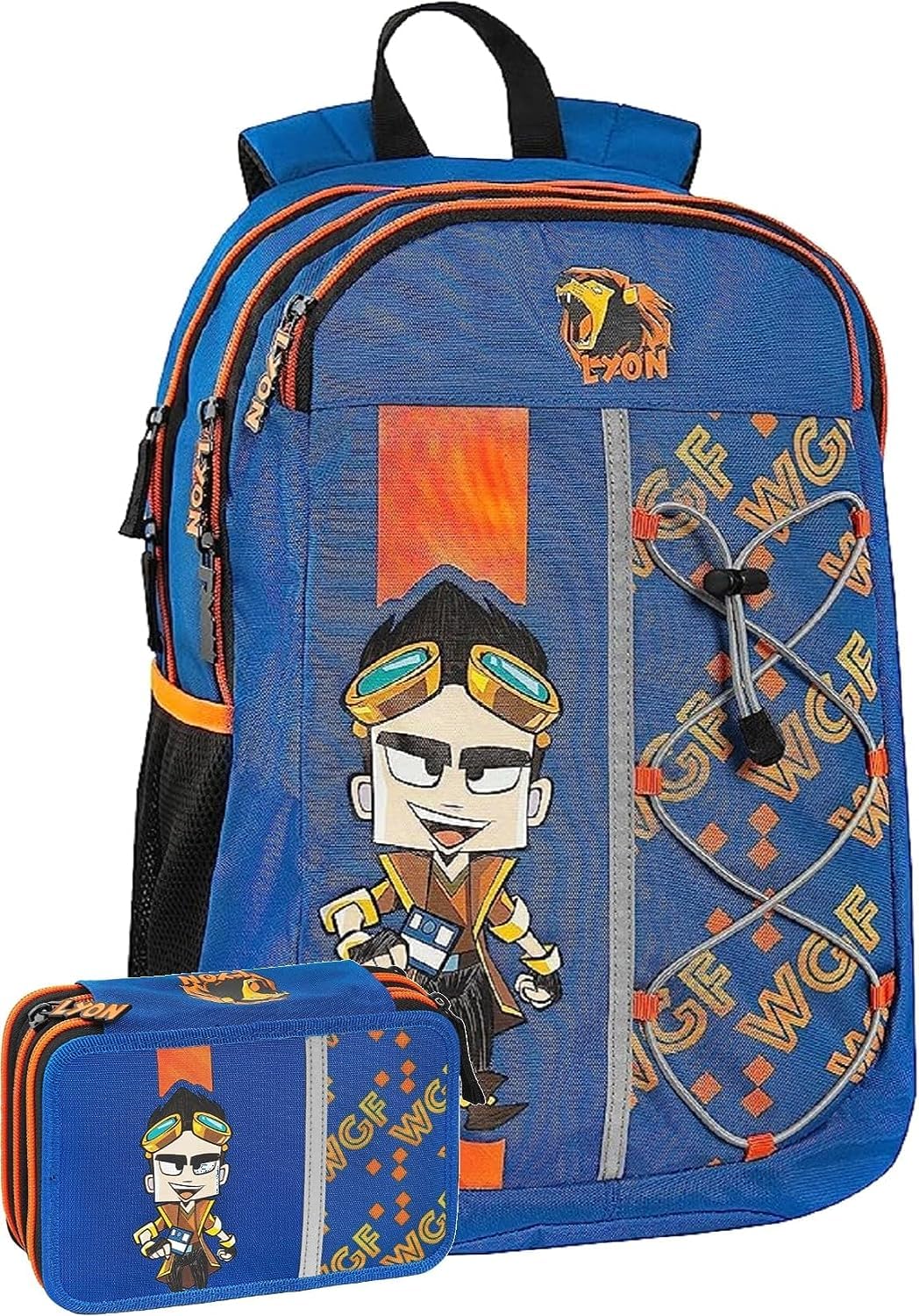 Franco Panini School Backpack for Kids - Organized Lyon Backpack with 3-Zip Pencil Case & Free Cube Keychain & Smile Keychain - Perfect for School, Travel & Daily Use