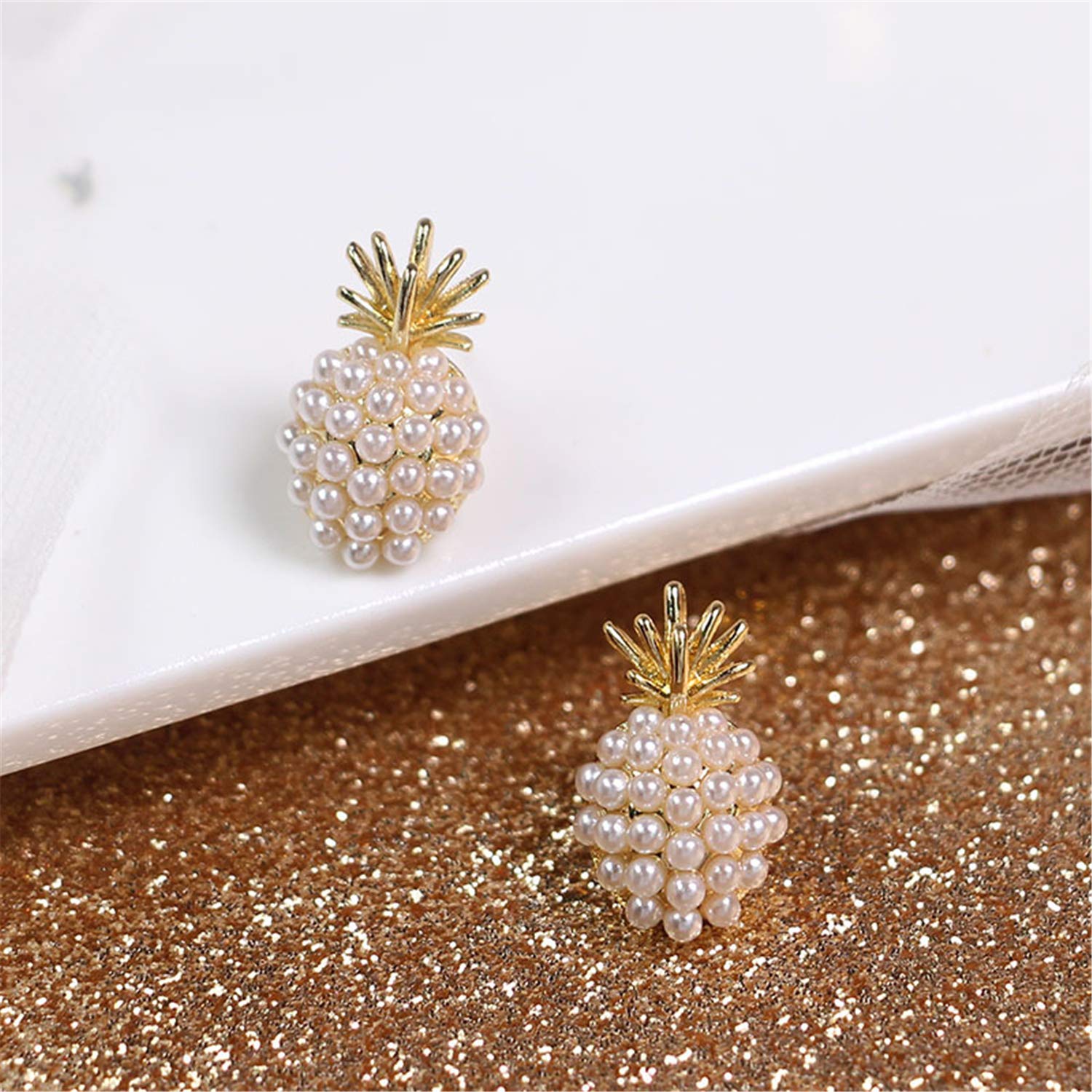 ANDPAI Unique Handmade Classic Imitation Pearl Pineapple Stud Dangle Earrings for Women - Fashion Jewelry Gift for Birthday, Party & Summer Outfits