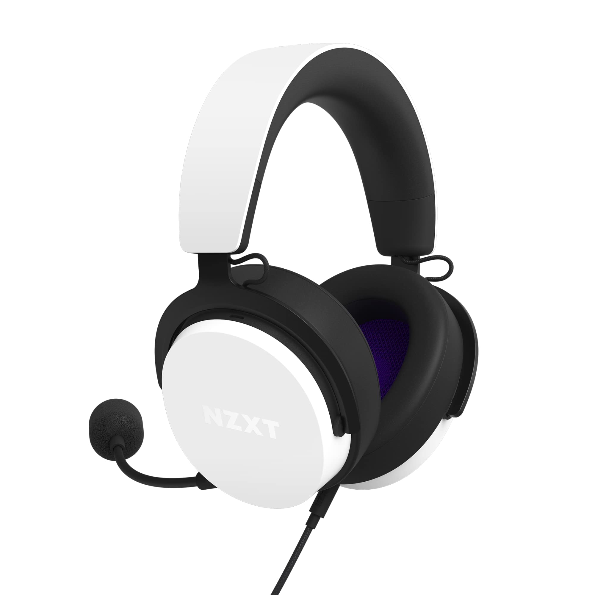 NZXT Relay Wired PC Gaming Headset with Hi-Res Audio & DTS:X 7.1 Surround Sound - Lightweight Comfort Design, Detachable Mic - White (AP-WCB40-W2) - Perfect for Competitive Gaming, Streaming & Long Gaming Sessions