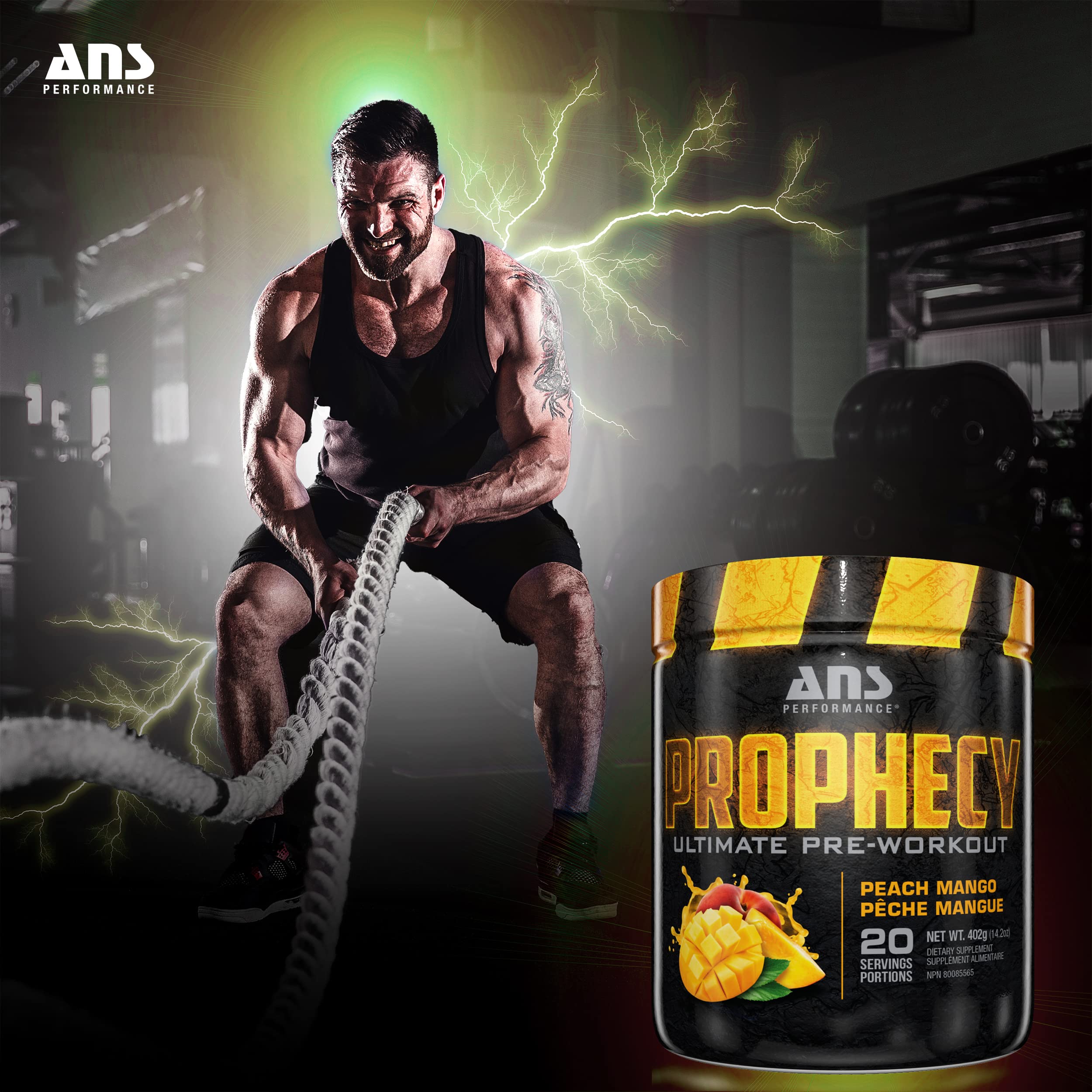 Prophecy Pre Workout Powder - Gluten Free Energy Booster for Strength & Endurance (20 Servings, 14.5 oz) | Sugar Free Formula with Peach Mango Flavor | Ideal for Gym, CrossFit & High-Intensity Training