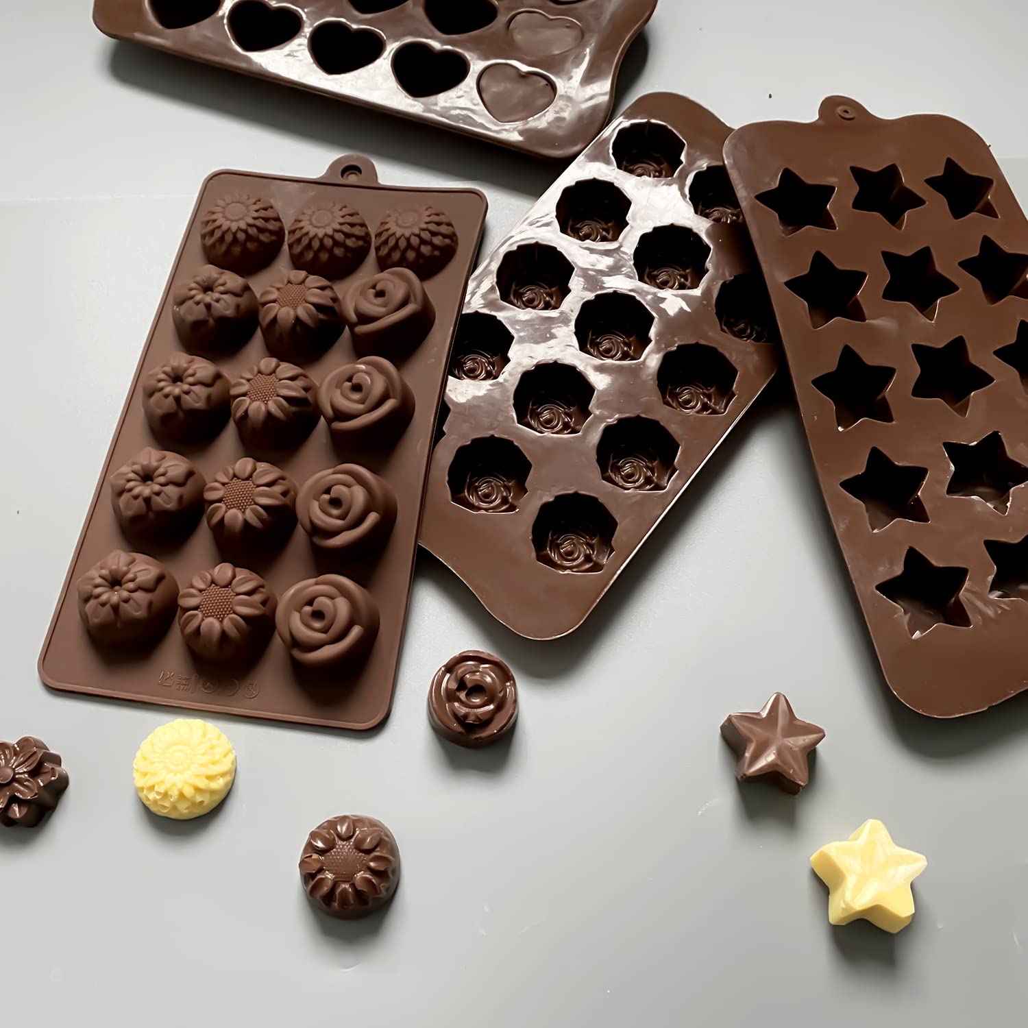 Premium Silicone Chocolate Molds for Baking - Reusable Candy, Cake & Jelly Pudding Molds - Perfect for DIY Desserts, Party Treats & Holiday Baking Gifts