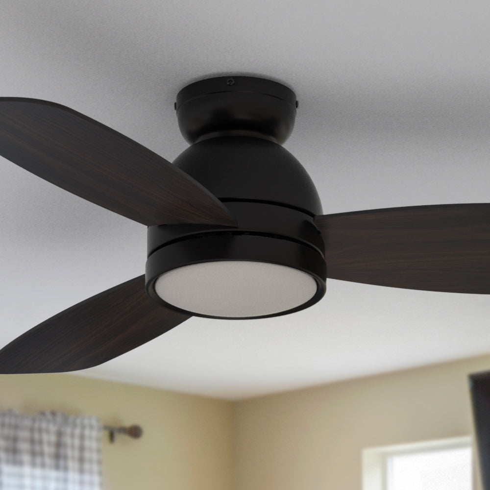 Thibault 44 Inch Flush Mount Ceiling Fan with LED Light and Remote Control - Perfect for Bedroom, Living Room & Office Spaces