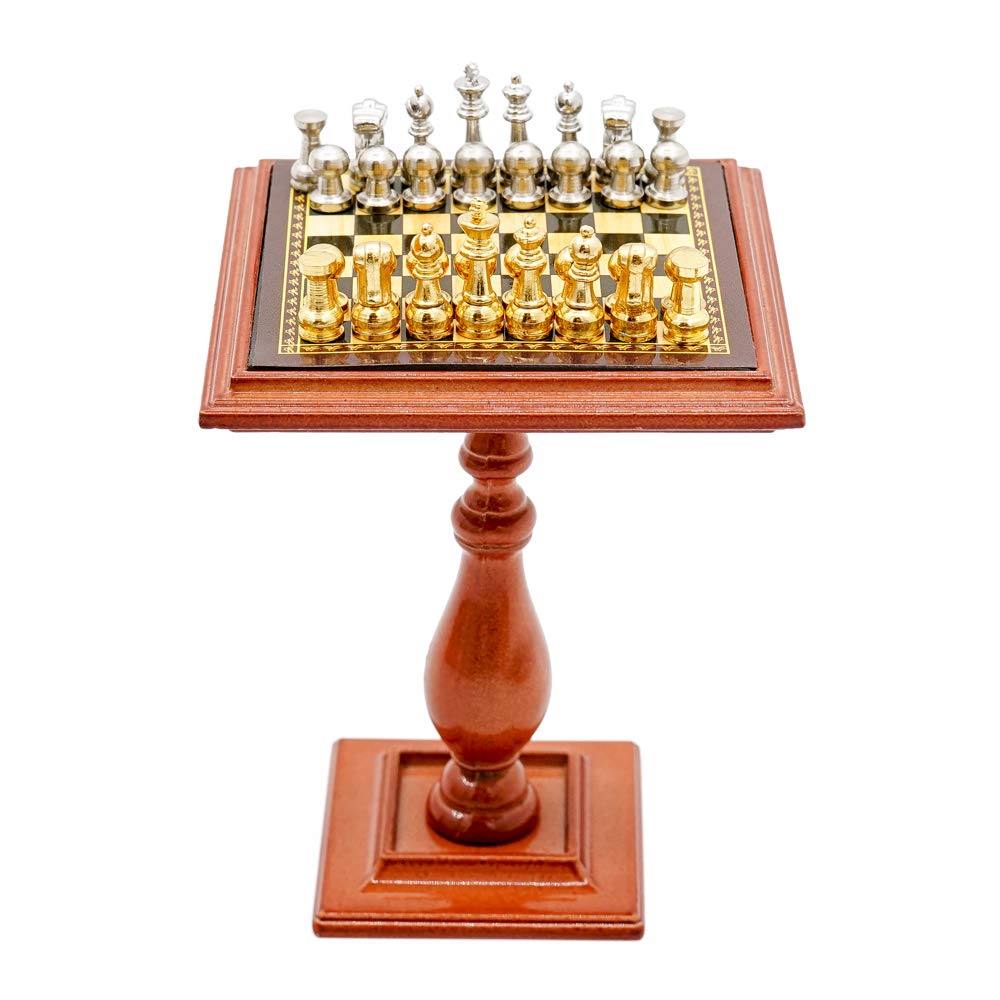Odoria 1/12 Scale Miniature Chess Set with Magnetic Board - Perfect for Dollhouse Decor, Model Train Scenes & Tabletop Gaming Displays