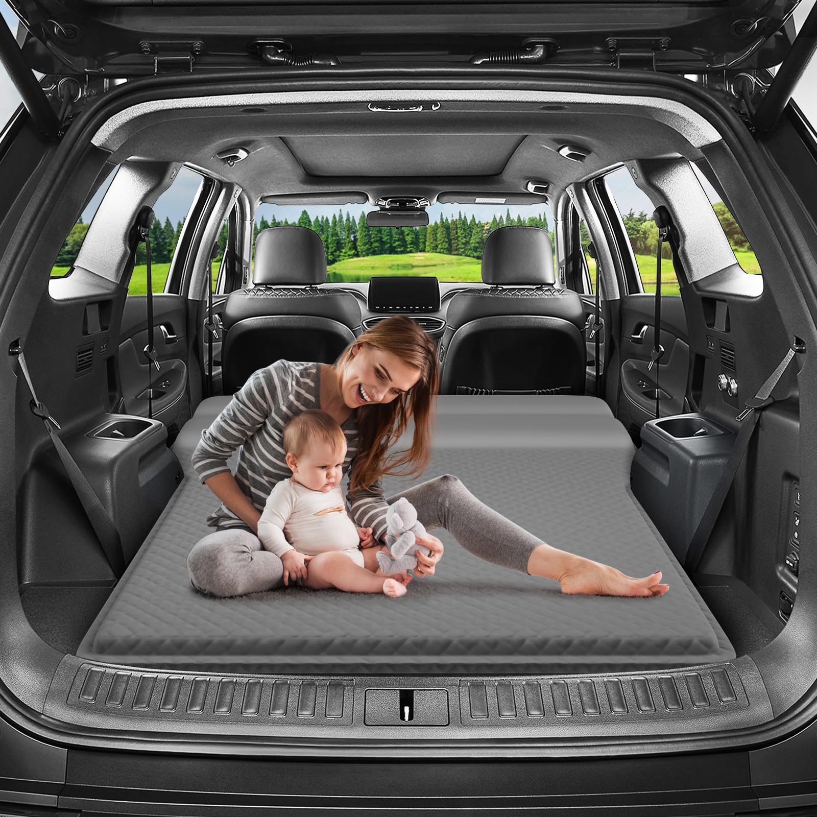 Best SUV Air Mattress - Self-Inflating Memory Foam Car Bed for Travel & Camping | Portable Sleeping Pad with Storage Bag | Perfect for Road Trips, Outdoor Adventures & Car Camping