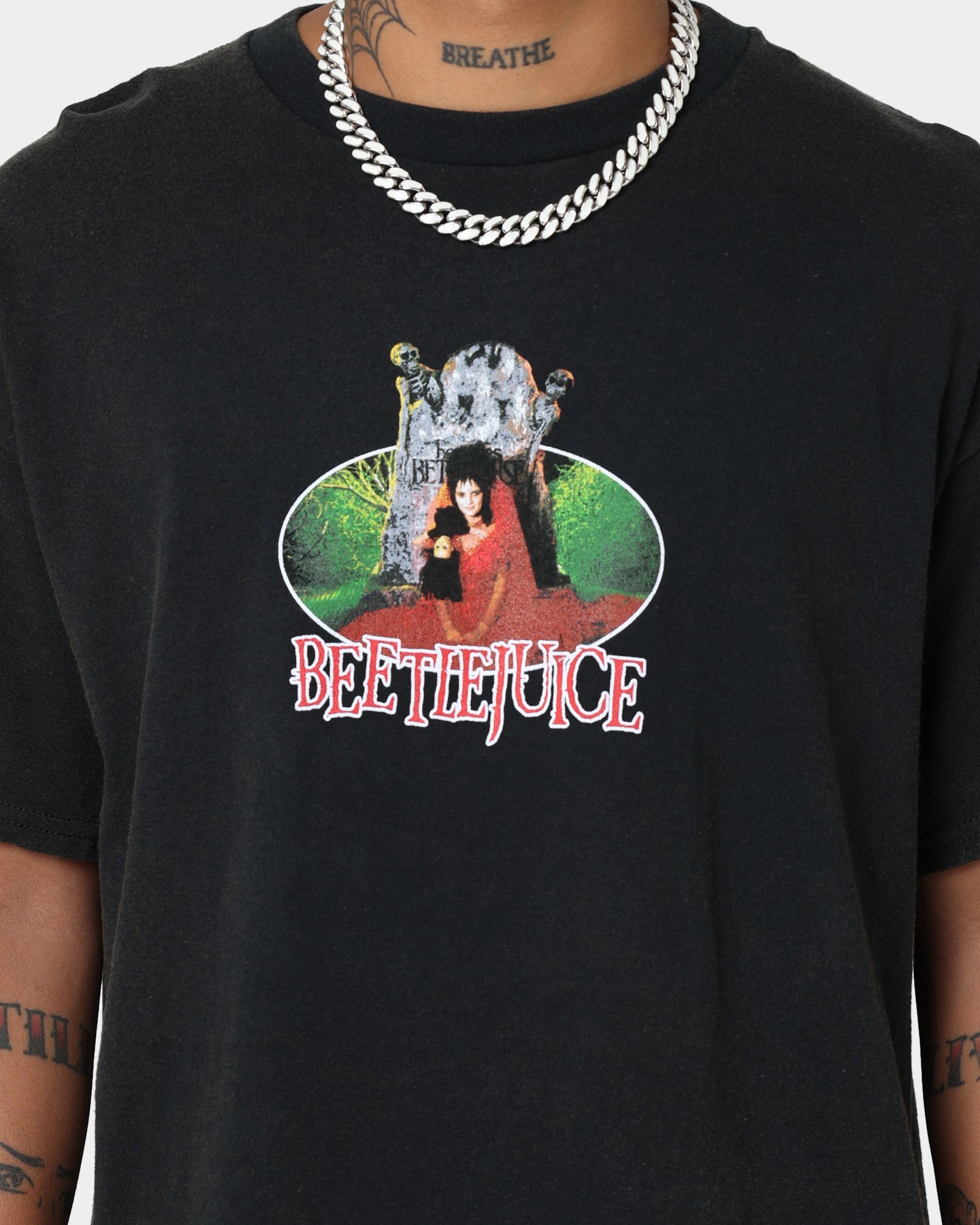 American Thrift X Beetlejuice Lydia Vintage T-Shirt - Black Retro Graphic Tee for Movie Fans & 90s Fashion Lovers | Perfect for Cosplay, Halloween & Casual Wear