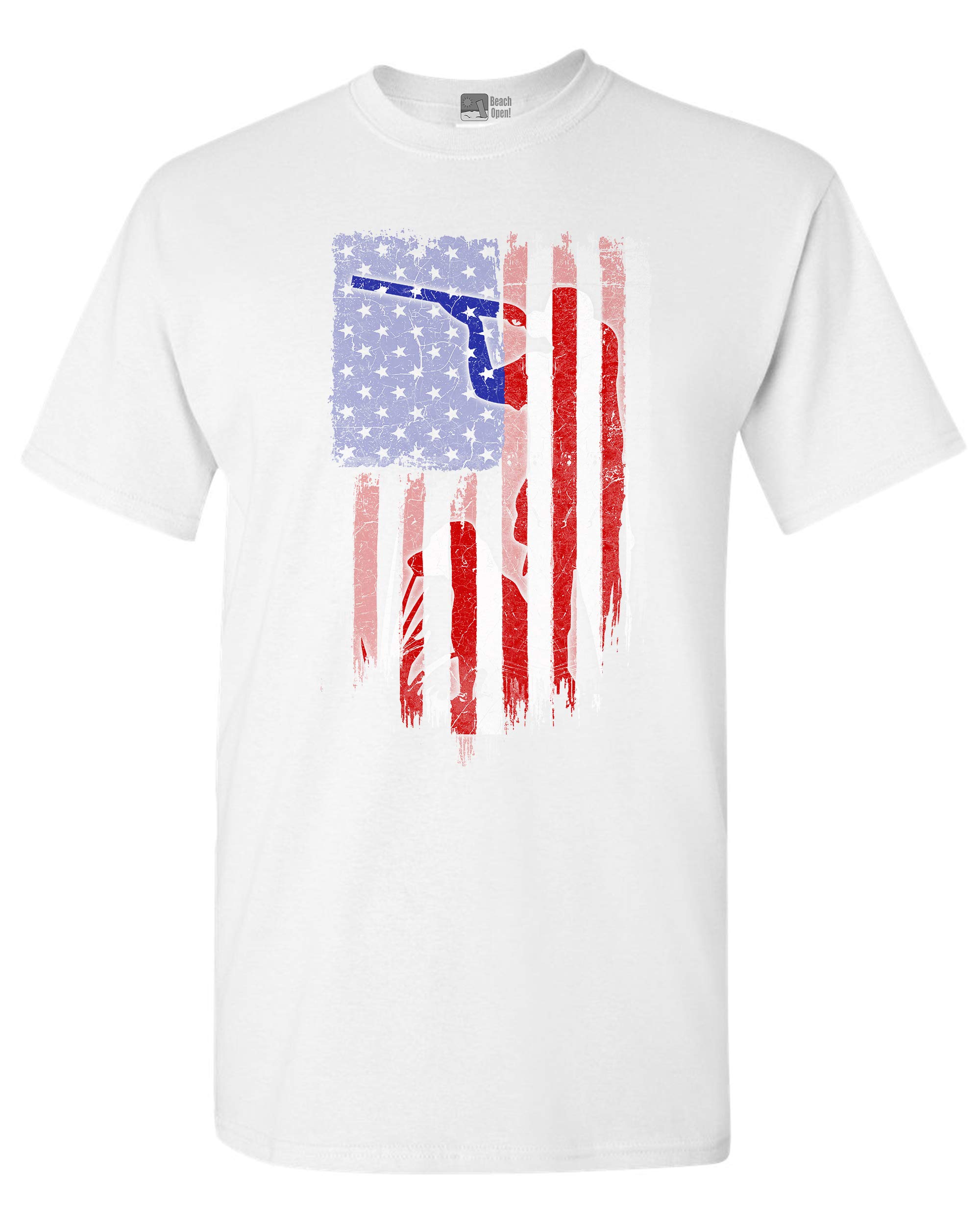 Hunter American Flag Gun Patriotic Support DT Adult T-Shirt - Patriotic Hunting Apparel for Men & Women - Perfect for 2A Supporters, Outdoor Enthusiasts & Independence Day Celebrations