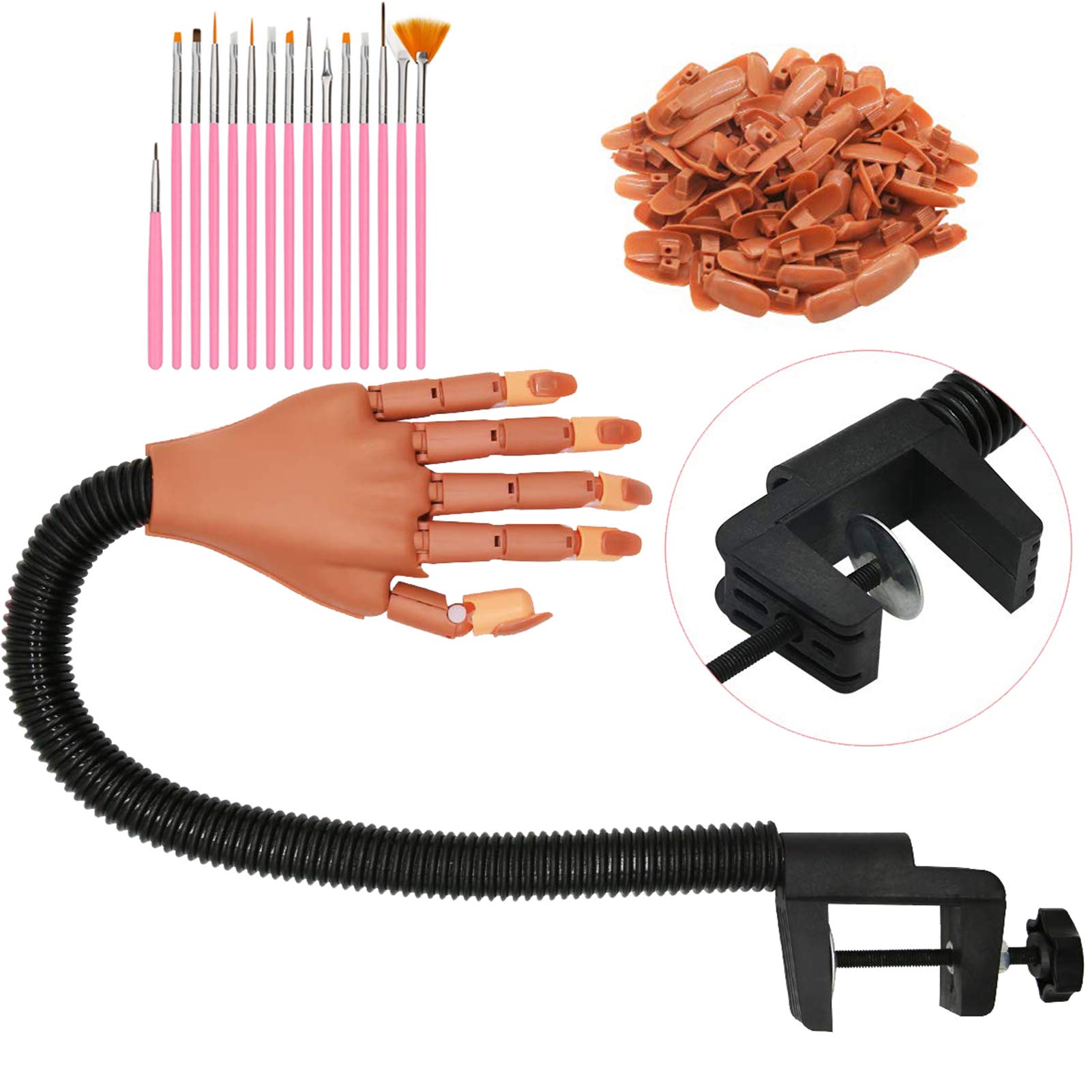 HOAPL Adjustable Practice Hand for Acrylic Nails - Flexible Fake Hand for Nail Art Training - DIY Nail Technician Supplies for Beginners - Perfect for Home Salon & Professional Nail Practice