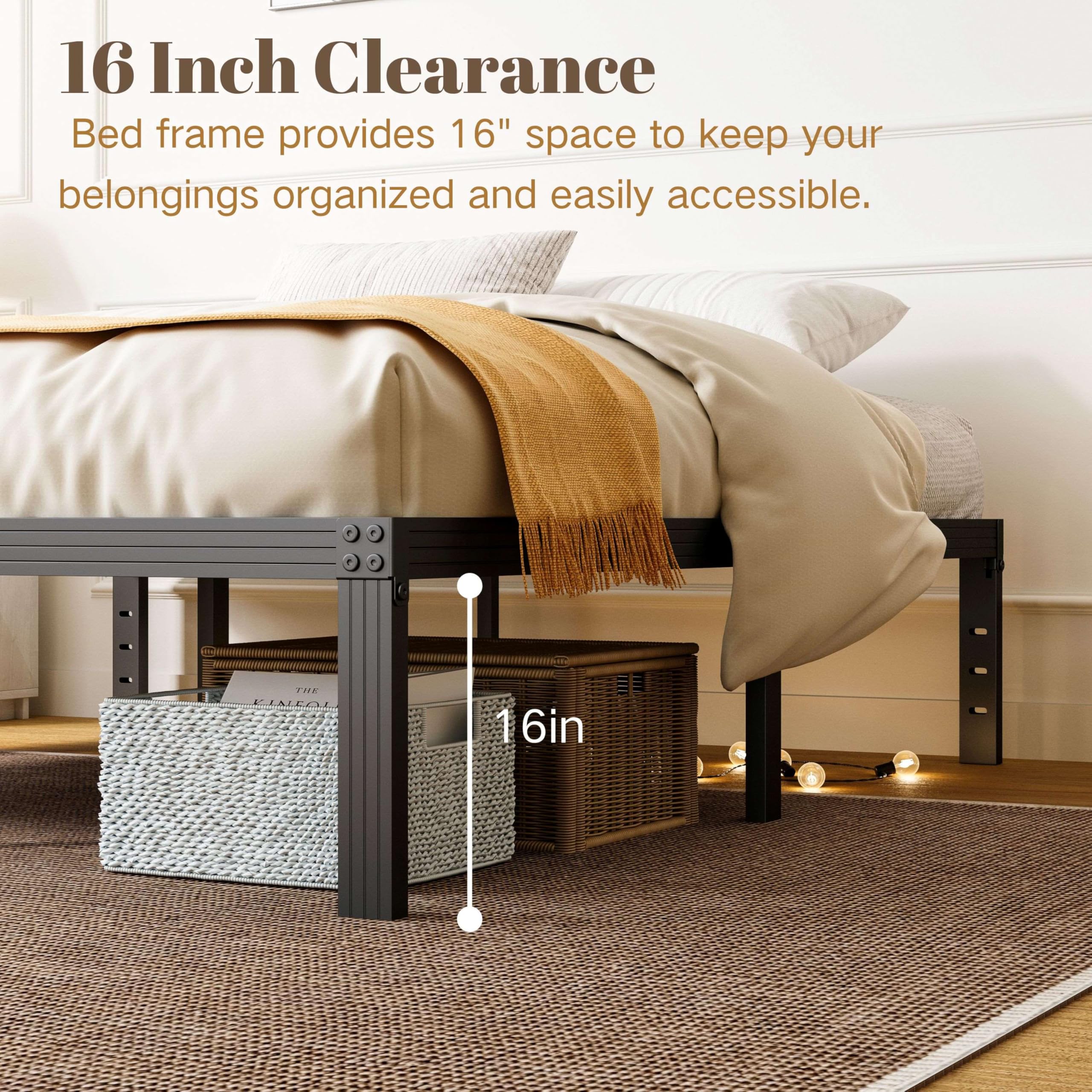 ZIYOO Full Size Bed Frame - 18 Inch Heavy Duty Platform Bed with 3500lbs Steel Slats | No Box Spring Needed, Non-Slip Design, Easy Assembly & Noise Free | Under Bed Storage Space (Black) - Perfect for Small Bedrooms, Guest Rooms & Dormitories