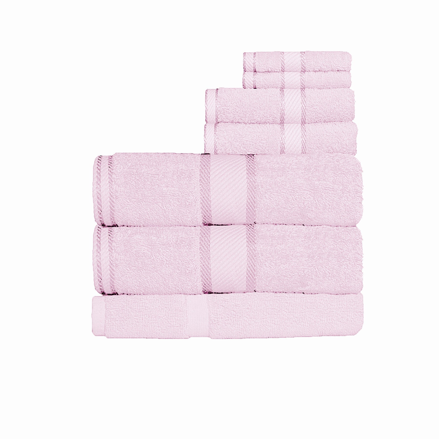 Premium 550 GSM 100% Cotton 7-Piece Bath Sheet Set in Soft Baby Pink - Ultra Absorbent & Luxurious Towel Collection for Bathroom, Spa, and Guest Use