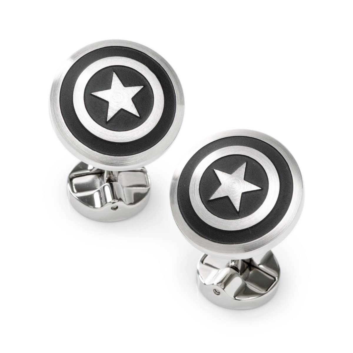 Captain America Shield Stainless Steel Cufflinks for Men - Marvel Avengers Superhero Gift for Wedding, Business & Formal Occasions