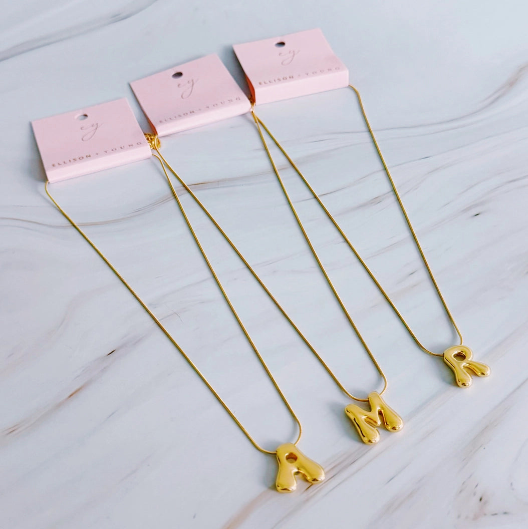 Ellison + Young Personalized Balloon Letter Initial Necklace - Custom Name Jewelry for Women, Girls - Perfect Gift for Birthday, Anniversary, Valentine's Day